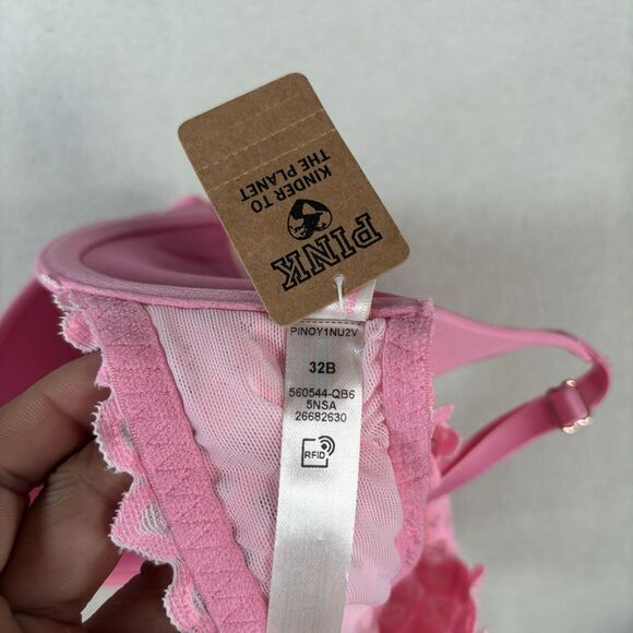 Victoria's Secret PINK Wear Everywhere Push-Up Bra 32B Front Close Lace Back NEW - Picture 5 of 8